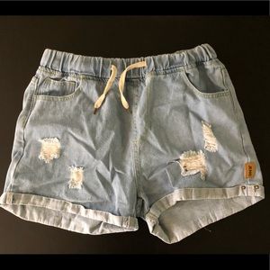 Drawstring Waist Denim Short